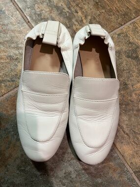 Everlane White Leather Slip-On Loafers